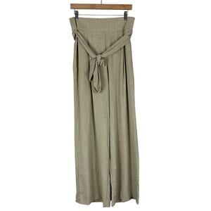 NWT Worthington Belted Pants Womens 10 Beige Wide Leg Minimalist Work Career